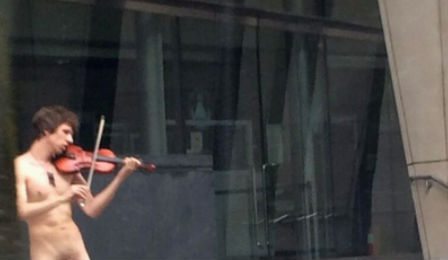 naked violin player