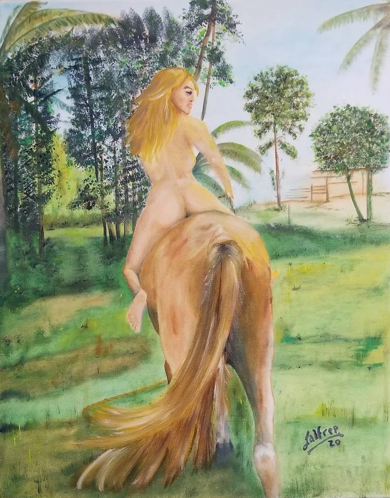 naked woman on horseback